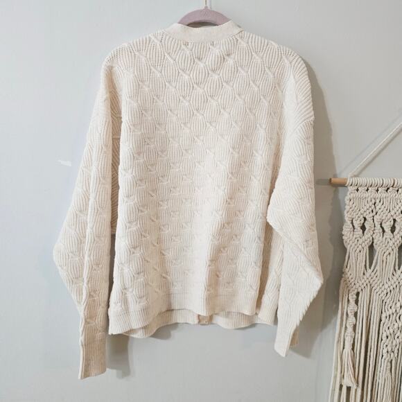 NWT Belldini Ecru Button Up Cardigan Sweater Shimmer Size L Large - Picture 11 of 12